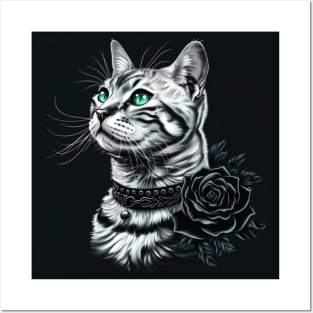 Bengal Cat And Rose Posters and Art